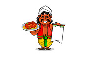  Indian chef cook with menu card