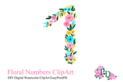 Number Watercolor Clipart number one