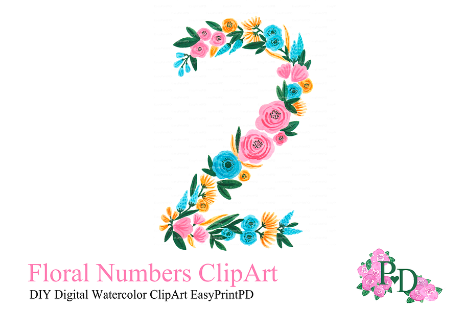 Floral Number Two Clipart