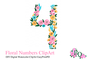 Hand painted Floral Number Four Art