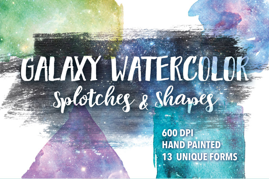Galaxy Watercolor Splotches & Shapes in Textures - product preview 8