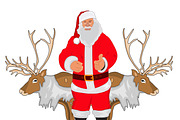 Santa Claus and deer, vector 