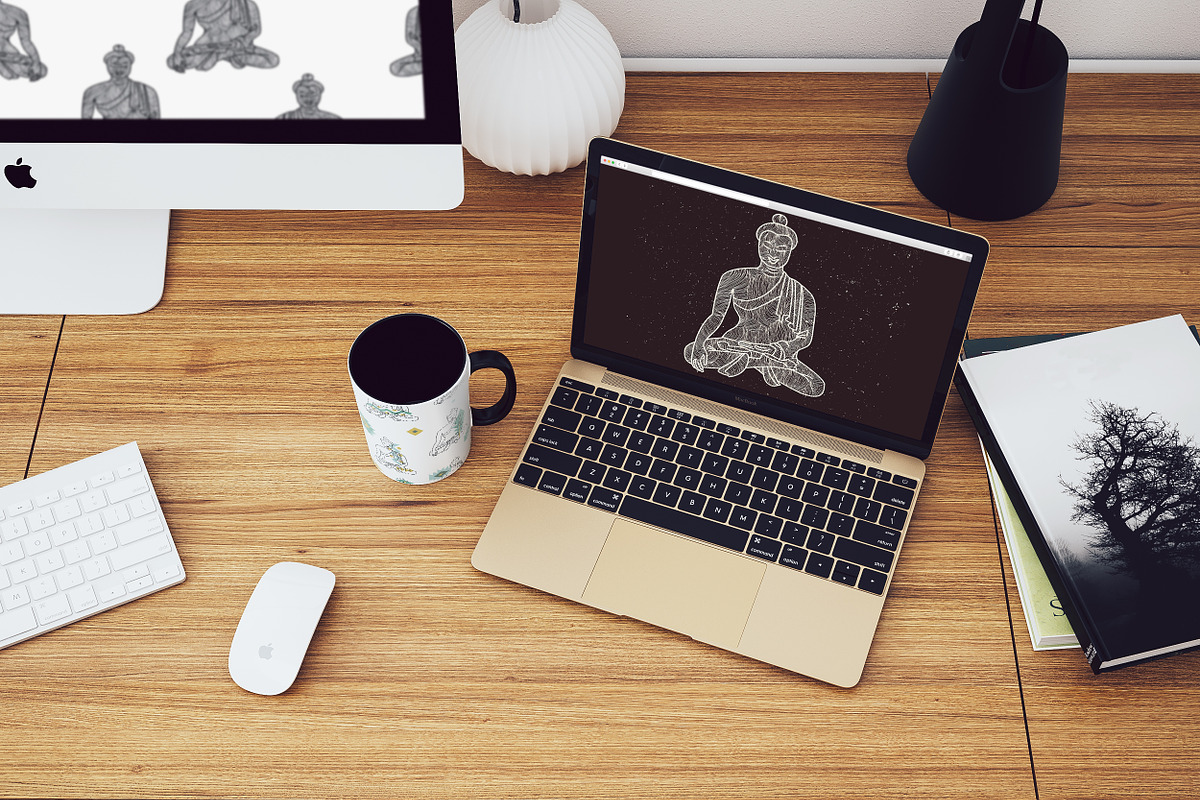 meditating buddha &  tribal elements in Illustrations - product preview 8