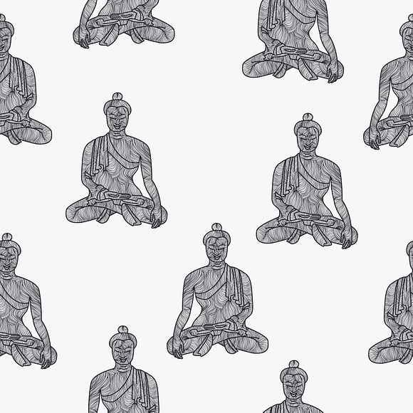 meditating buddha &  tribal elements in Illustrations - product preview 1