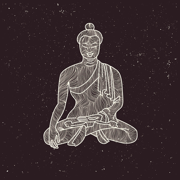meditating buddha &  tribal elements in Illustrations - product preview 2