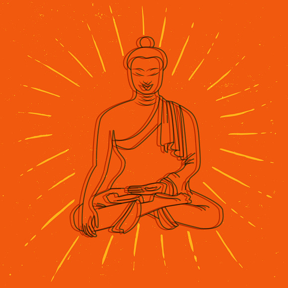 meditating buddha &  tribal elements in Illustrations - product preview 3