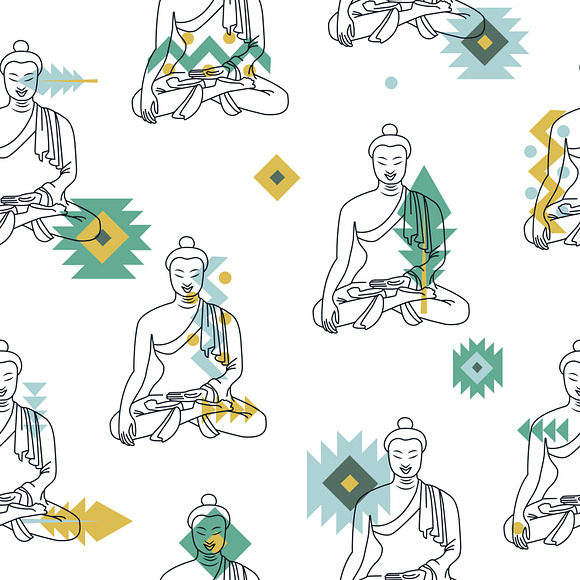 meditating buddha &  tribal elements in Illustrations - product preview 5