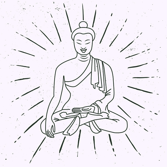 meditating buddha &  tribal elements in Illustrations - product preview 6