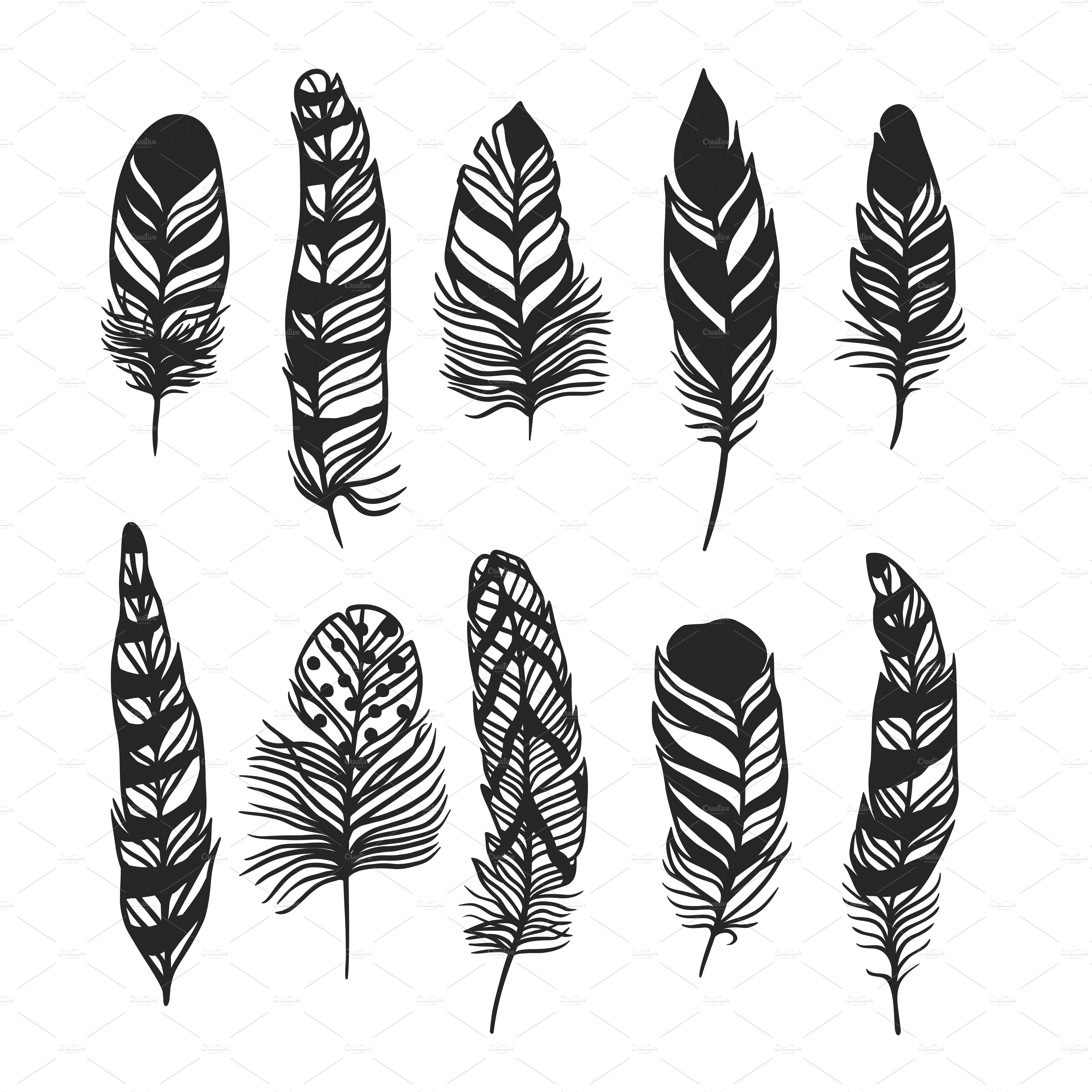 Download Boho feather hand drawn vector | Custom-Designed ...