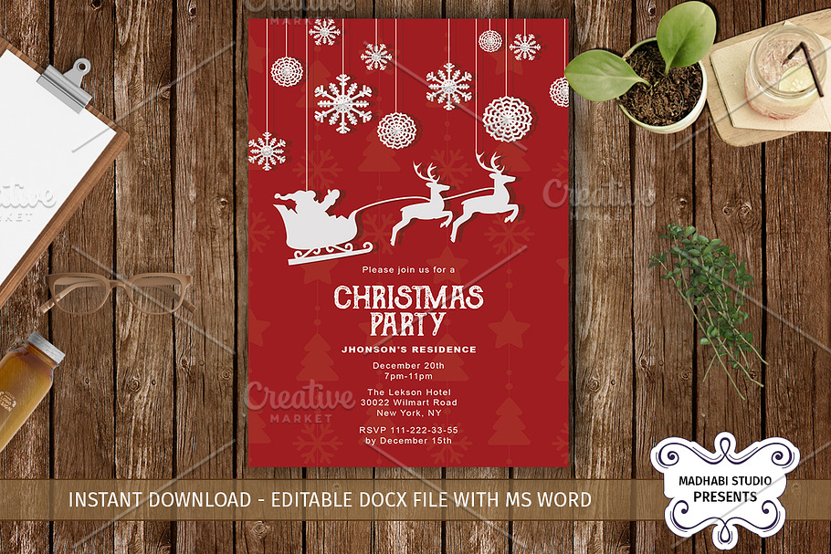 Christmas Party Invitations Template in Card Templates - product preview 8