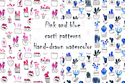 Pink and blue cacti patterns