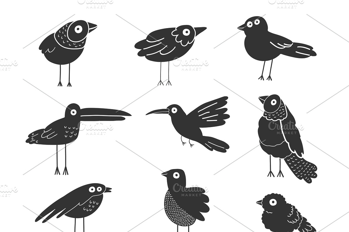 Birds silhouettes set in Illustrations - product preview 8