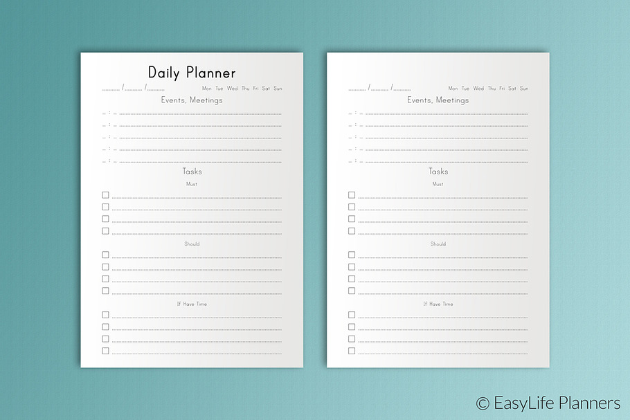 Daily PLanner A5 Size Printable