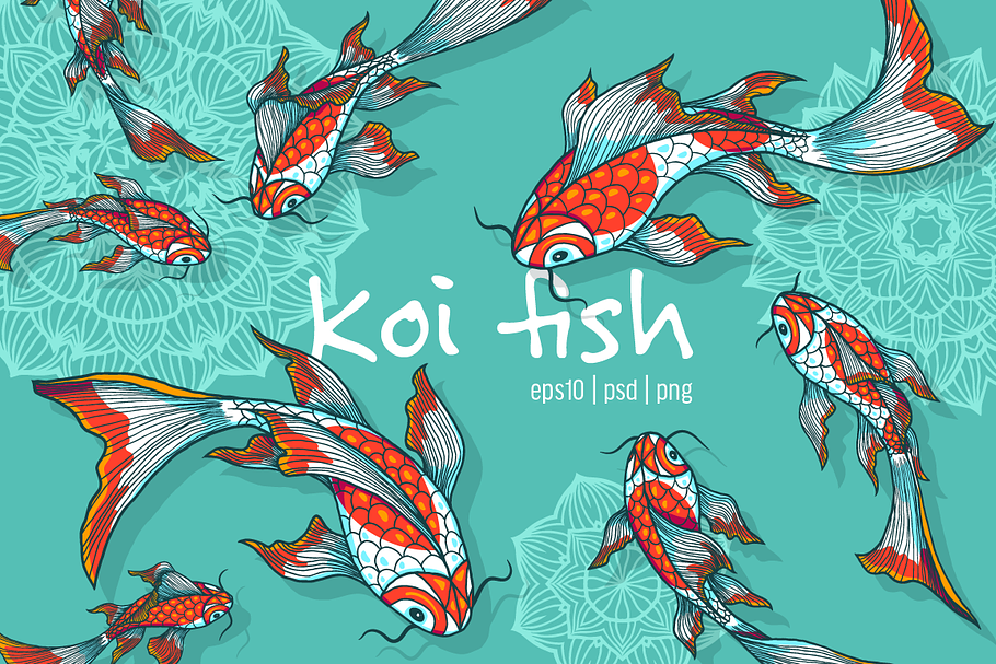 Koi fish set in Objects - product preview 8