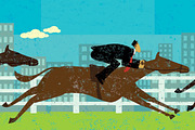 Businessman horse racing