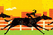 Businesswoman horse racing
