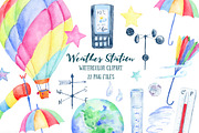 Watercolor Clipart Weather Station