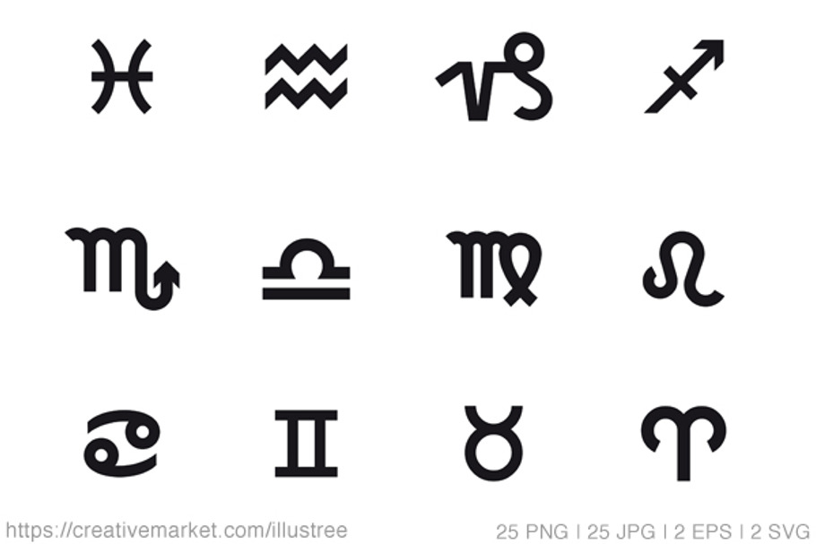 24 Zodiac signs, vector set | Custom-Designed Icons ~ Creative Market