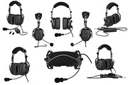 Headphones aviation set