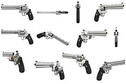 Revolver firearm gun chrome set