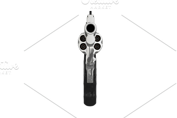 Revolver firearm gun chrome set in Objects - product preview 10