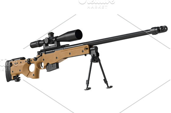 Rifle sniper beige weapon set in Objects - product preview 4
