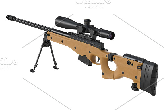 Rifle sniper beige weapon set in Objects - product preview 5