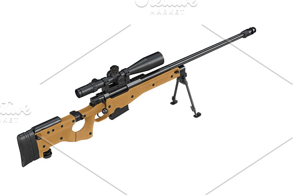 Rifle sniper beige weapon set in Objects - product preview 6