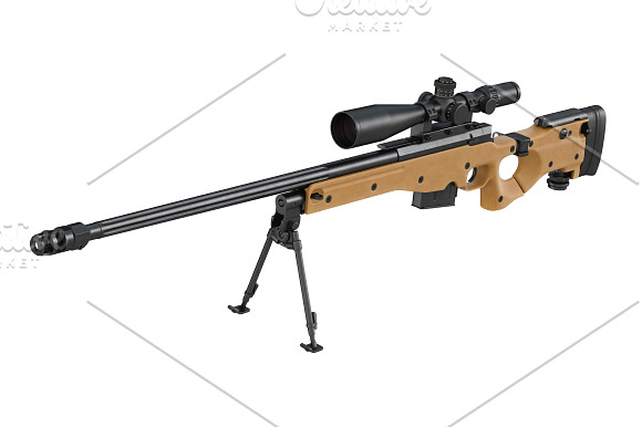 Rifle sniper beige weapon set in Objects - product preview 7