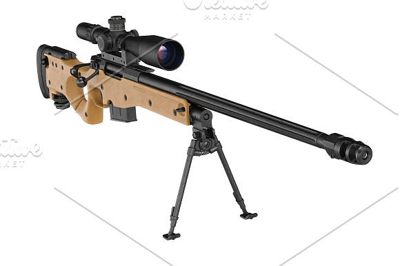 Rifle sniper beige weapon set in Objects - product preview 8