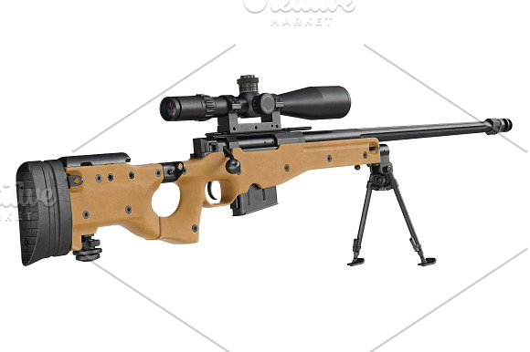 Rifle sniper beige weapon set in Objects - product preview 9