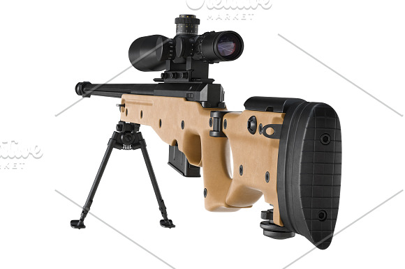 Rifle sniper beige weapon set in Objects - product preview 10