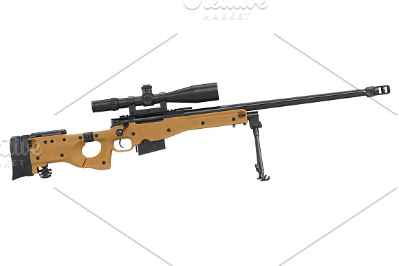 Rifle sniper beige weapon set in Objects - product preview 11