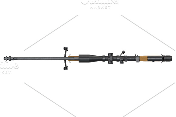 Rifle sniper beige weapon set in Objects - product preview 14