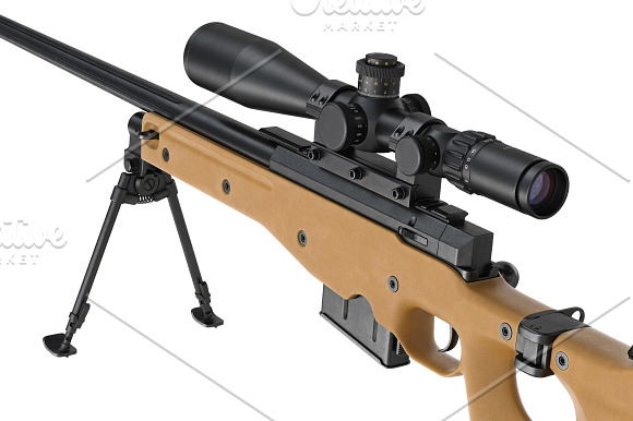 Rifle sniper beige weapon set in Objects - product preview 16