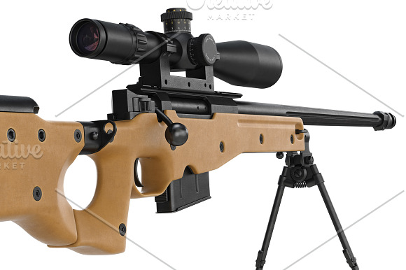 Rifle sniper beige weapon set in Objects - product preview 19