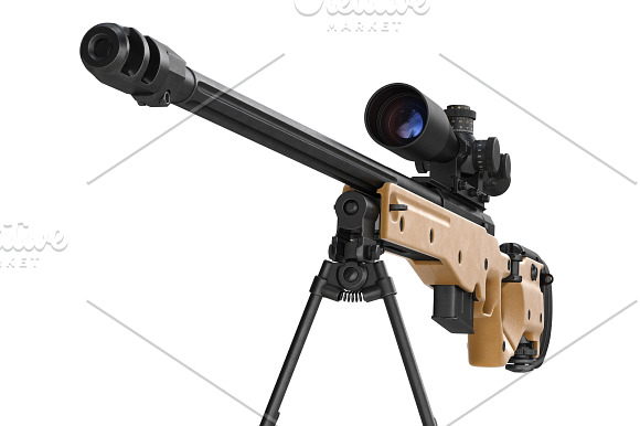 Rifle sniper beige weapon set in Objects - product preview 20
