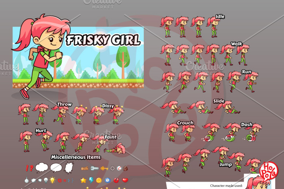 Frisky Girl Game Sprites 