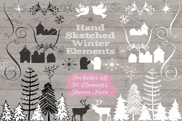 Hand-Sketched Winter Wonderland in Objects - product preview 2