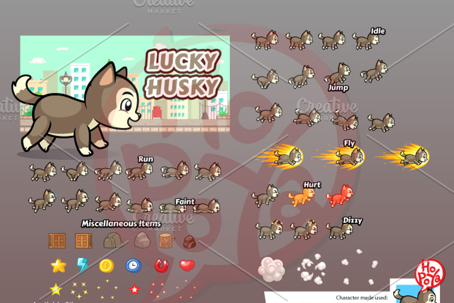 Lucky Husky Game Sprites 