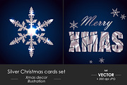 Silver Christmas cards set