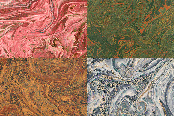 15 Authentic Marbled Paper Textures in Textures - product preview 1