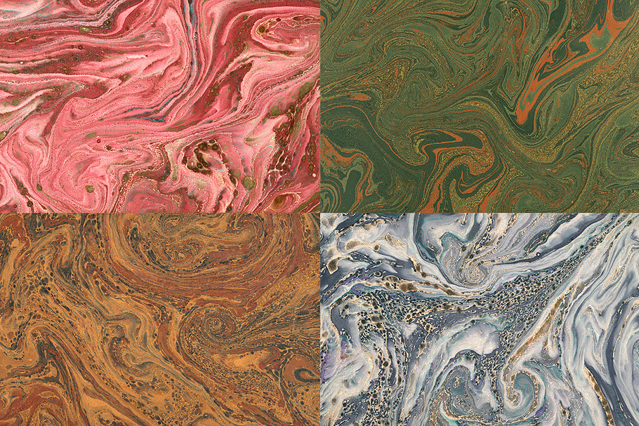 15 Authentic Marbled Paper Textures | Custom-Designed Textures