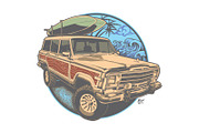 Wooden jeep go surf