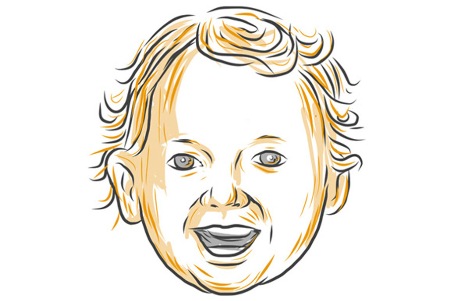 Caucasian Toddler Smiling Drawing in Illustrations - product preview 8