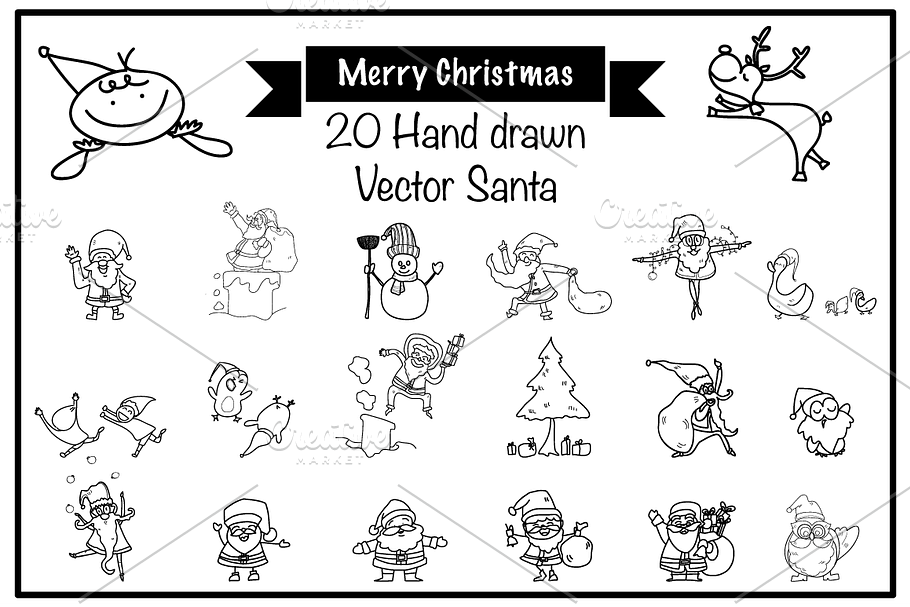 Hand drawn funny Christmas character in Illustrations - product preview 8