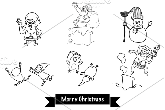 Hand drawn funny Christmas character in Illustrations - product preview 1