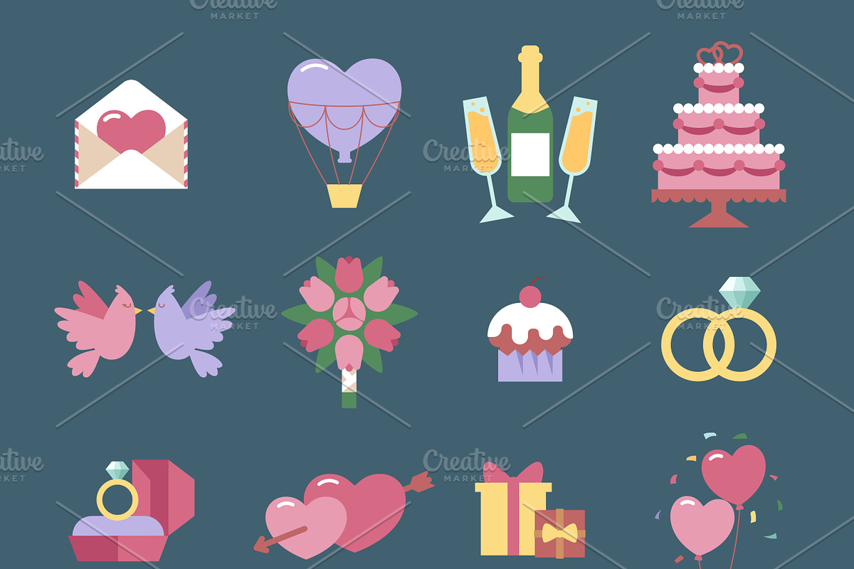 Wedding icon vector set isolated in Illustrations - product preview 8