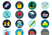 Winter sport vector icons set