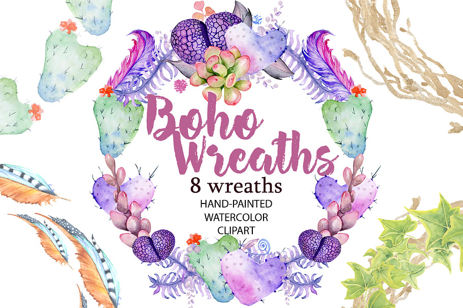 Boho Wreaths in Illustrations - product preview 8